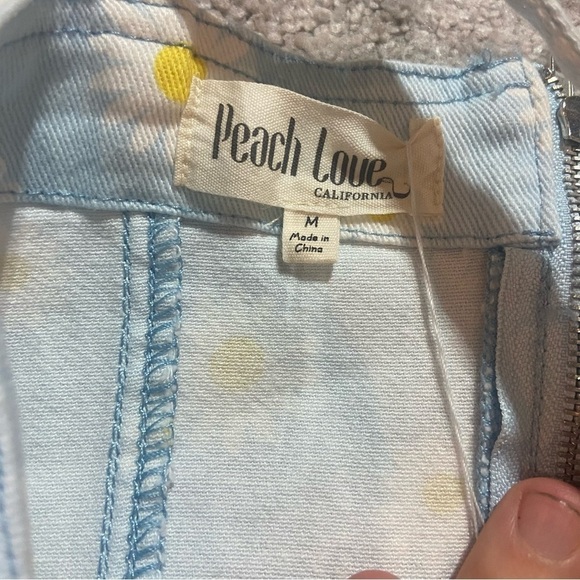Peach Love California Daisy Denim Dress Sz S 90’s Overall Dress - Picture 6 of 7